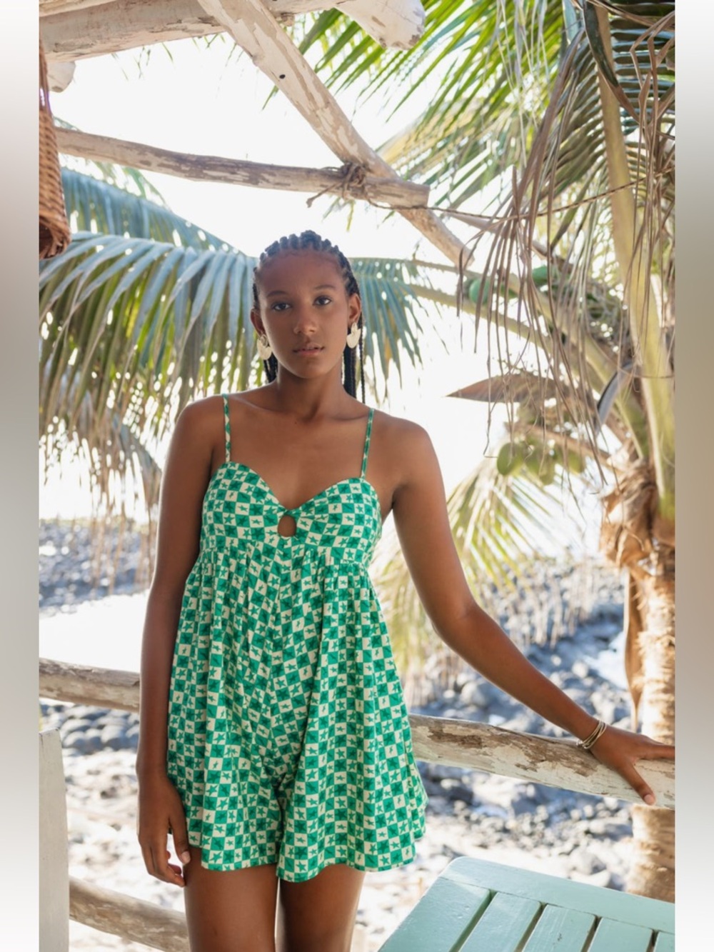 💚2/$40💚Billabong NWT x Mami Wata Going Coastal Cutout Star print Romper - Picture 9 of 9